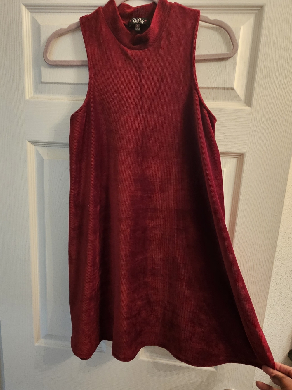 BeBop Sleeveless Velvet A-Line Dress - Burgundy